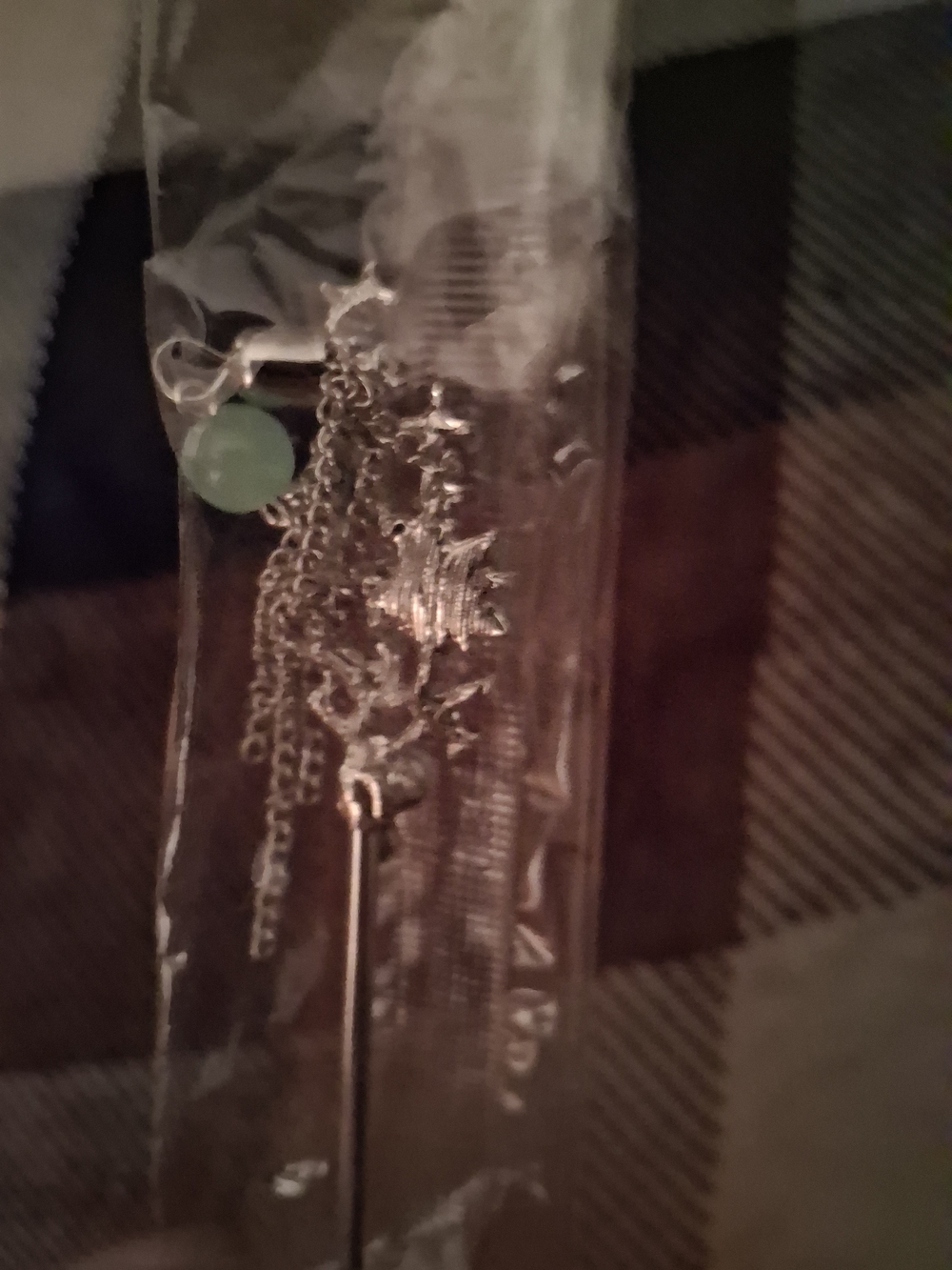 Delicate Silver Drop Hair with Aqua Bead - Unbranded